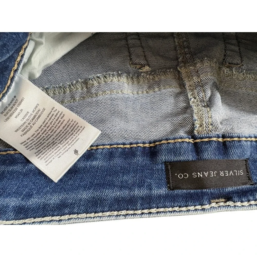 Silver Jeans Co Suki Slim Bootcut Jeans Mens 34x35 Blue Denim Rugged Workwear